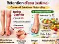 Jambes gonflées dues à la rétention d'eau. Le manque de potassium est une cause, les bonnes solutions incluent une alimentation riche en potassium.