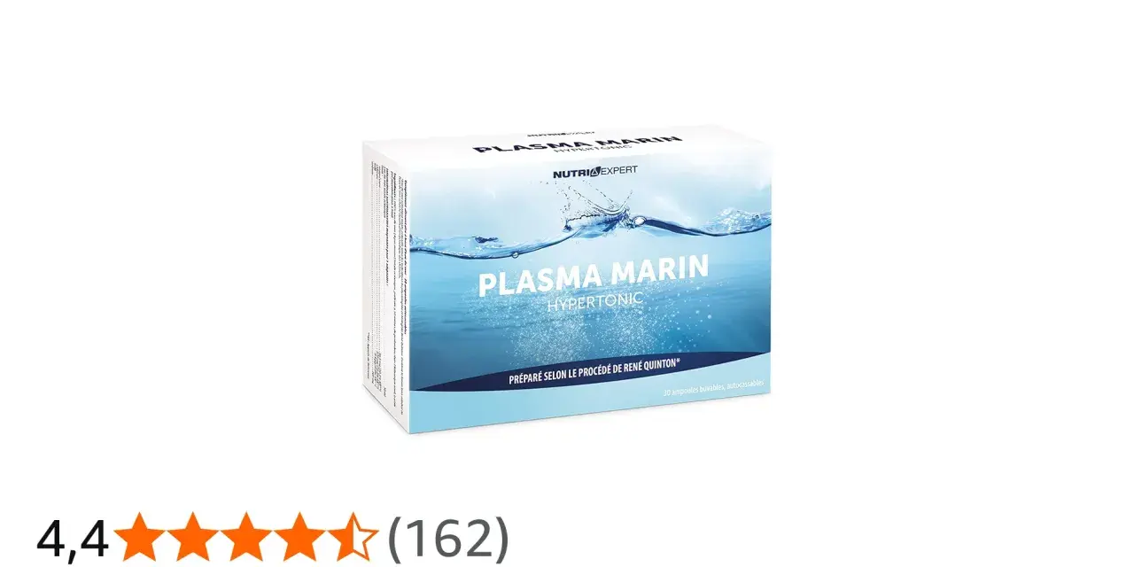 Boîte de plasma marin hypertonique NutriExpert, 30 ampoules. Découvrez les bienfaits de ce produit préparé selon le procédé de René Quinton.