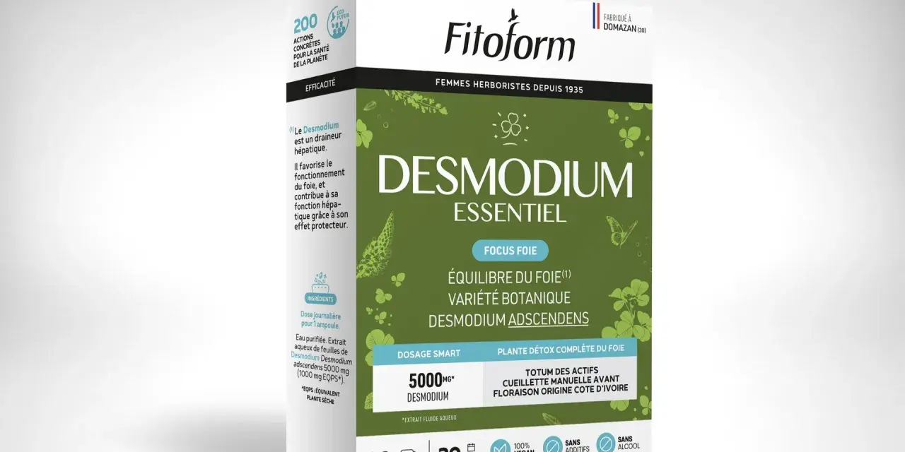 Boîte de Desmodium Essentiel, un complément pour le foie. Il favorise son bon fonctionnement et sa protection.