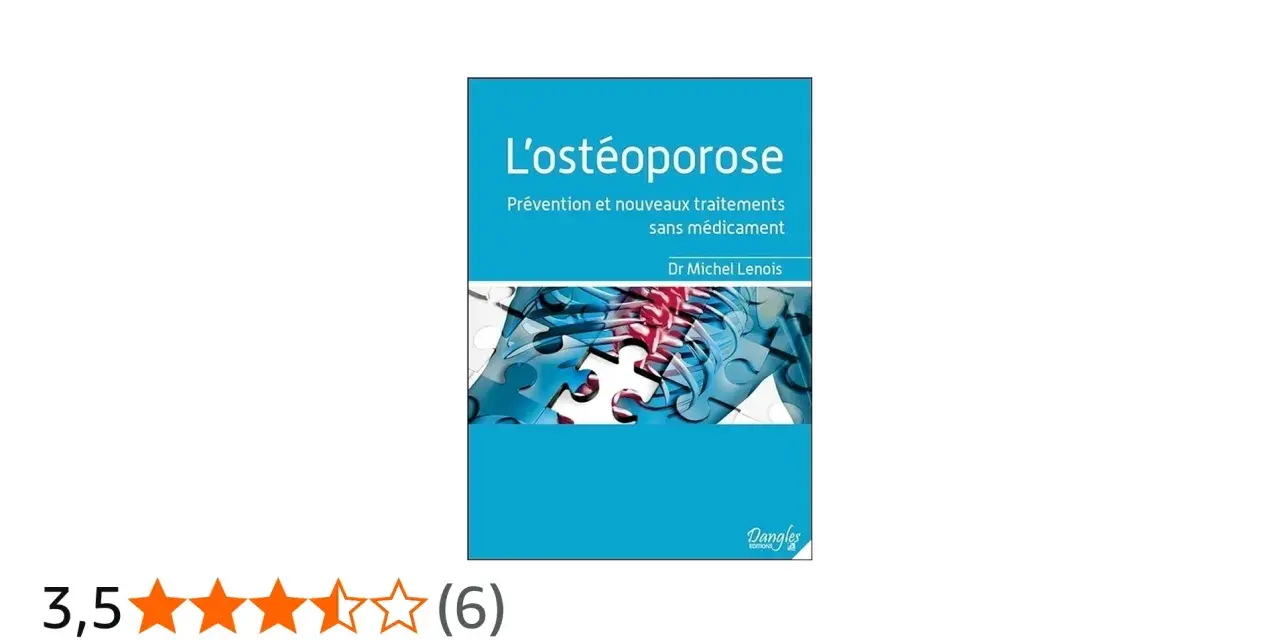 Livre sur l'ostéoporose, abordant la prévention et les traitements sans médicaments. L'image montre un puzzle représentant des os.