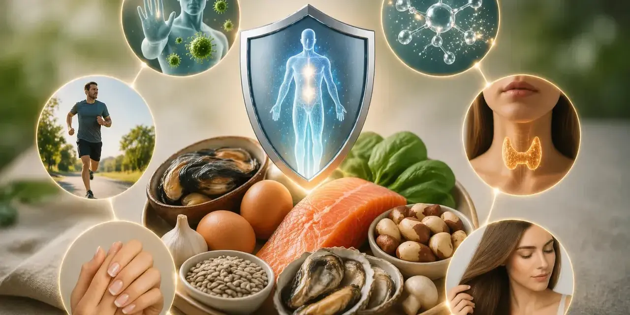 Le sélénium, essentiel pour l'immunité, la thyroïde, les cheveux et les ongles, se trouve dans ces aliments : saumon, fruits de mer, œufs, noix du Brésil.