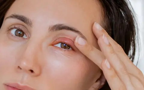 Un orgelet sur la paupière, peut-être causé par la fatigue, rend le regard moins vif.