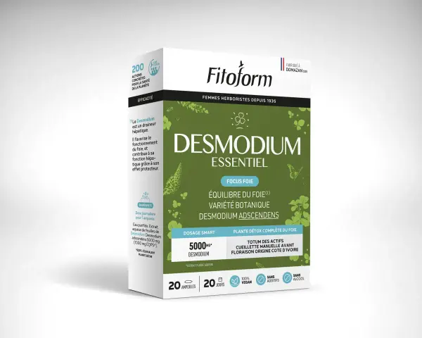 Boîte de Desmodium Essentiel, un complément pour le foie. Il favorise son bon fonctionnement et sa protection.