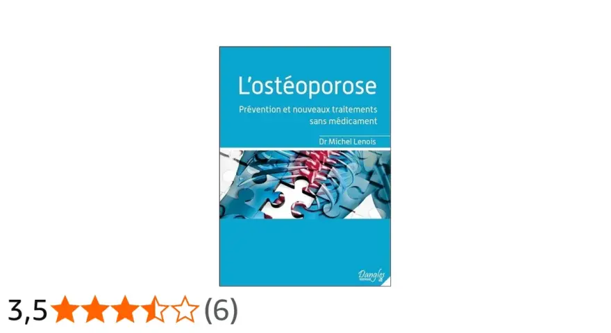 Livre sur l'ostéoporose, abordant la prévention et les traitements sans médicaments. L'image montre un puzzle représentant des os.