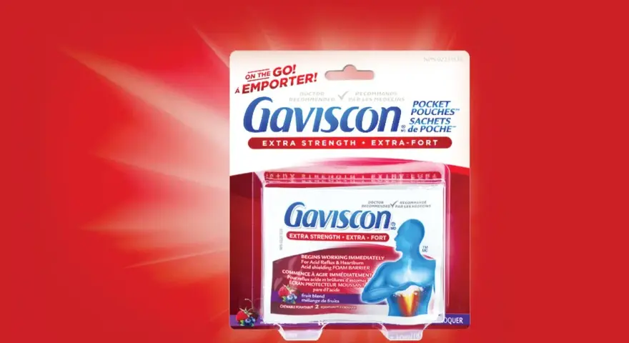 Gaviscon en sachets, une solution rapide pour la remontée acide. Un remède de grand-mère moderne pour soulager les brûlures d'estomac.