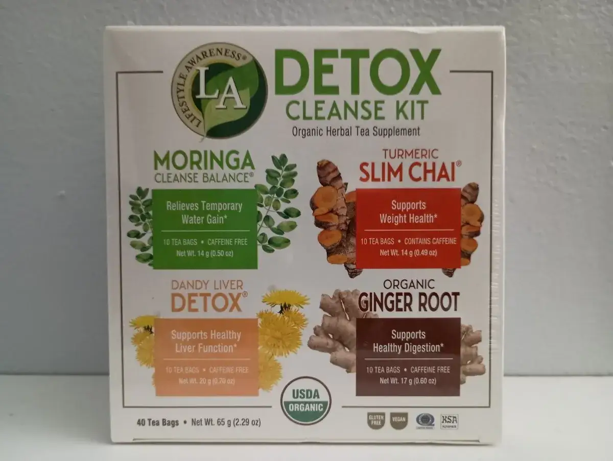 Kit de nettoyage détox LA Lifestyle Awareness. Pour savoir detox foie combien de temps, consultez les instructions sur la boîte.