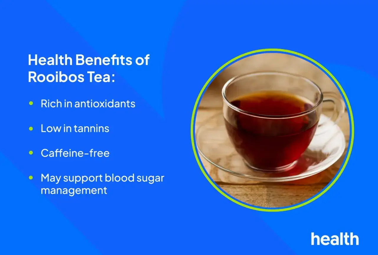Une tasse de th&eacute; rooibos, riche en antioxydants et sans caf&eacute;ine. D&eacute;couvrez ce qu'est le rooibos et ses bienfaits pour la sant&eacute;.